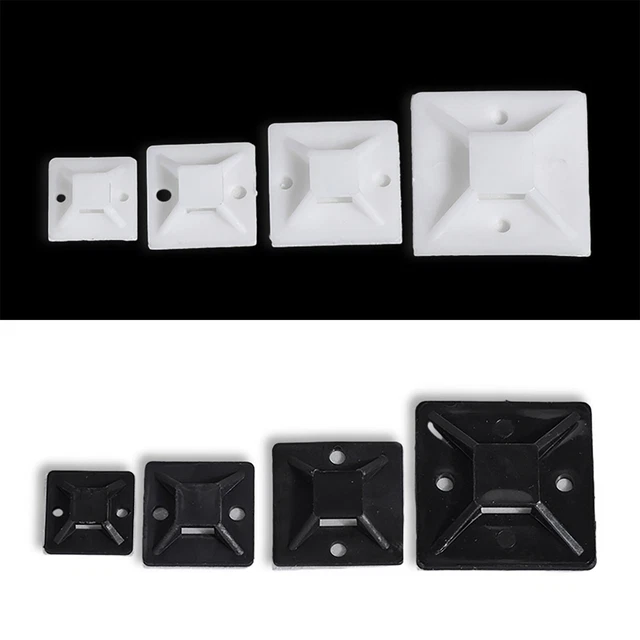 Adhesive Cable Tie Wire Clamp Mount, Wall Holder Base 1/2" 5/8" 3/4" 1"