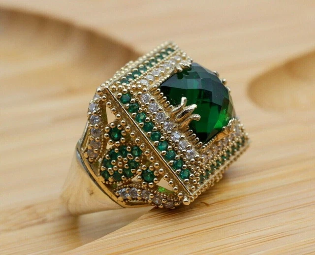 Bague pour femme émeraude faite à la main pour femme en argent 925 k créé...