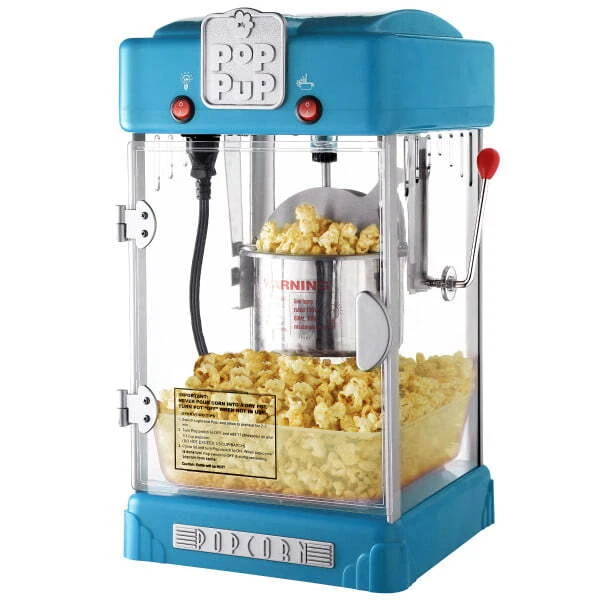 Pop Pup Countertop Popcorn Machine – 2.5oz Kettle with Measuring Spoon,(Blue)