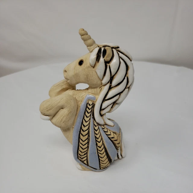 Artesania Rinconada Unicorn Figurine Art Clay Retired Uruguay Pottery Blue Vtg