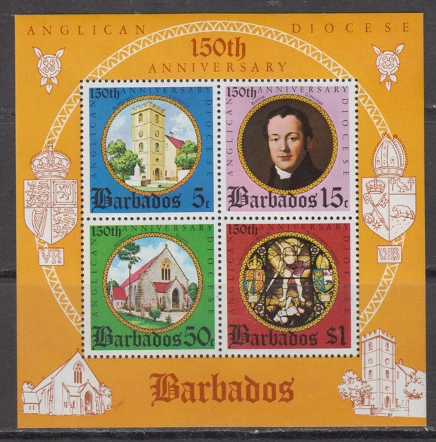 Barbados 1975 150th Anniv of Anglican Dioces Souvenir Sheet SG#MS530 MNH