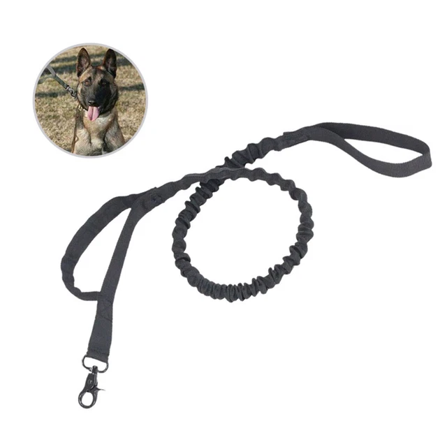 Correa de entrenamiento ajustable de nailon elástica para perro policía (negra)