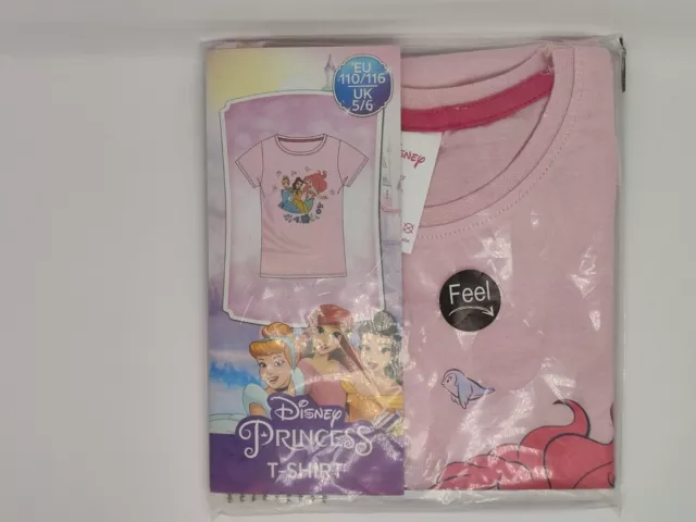 Disney Prinzessin Arielle Belle Cinderella T-Shirt  Mädchen  Rosa 100% Baumwolle