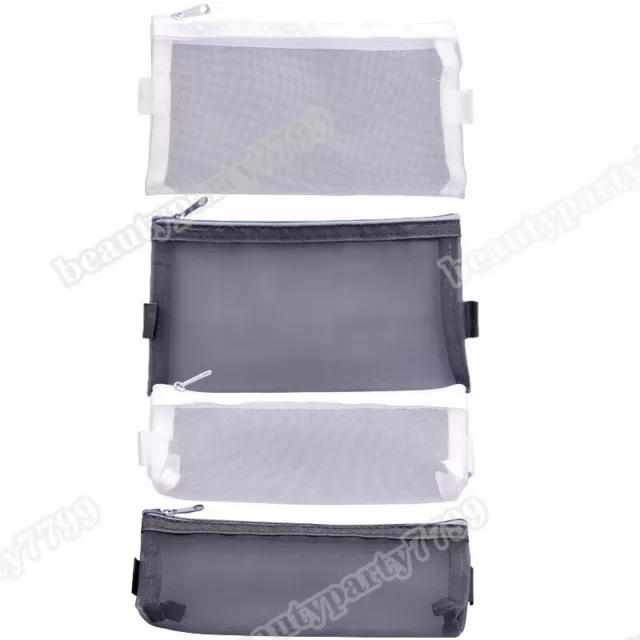 Clear Mesh Portable Large Pen Pencil Case Makeup Cosmetic Storage Bag Pouch Case