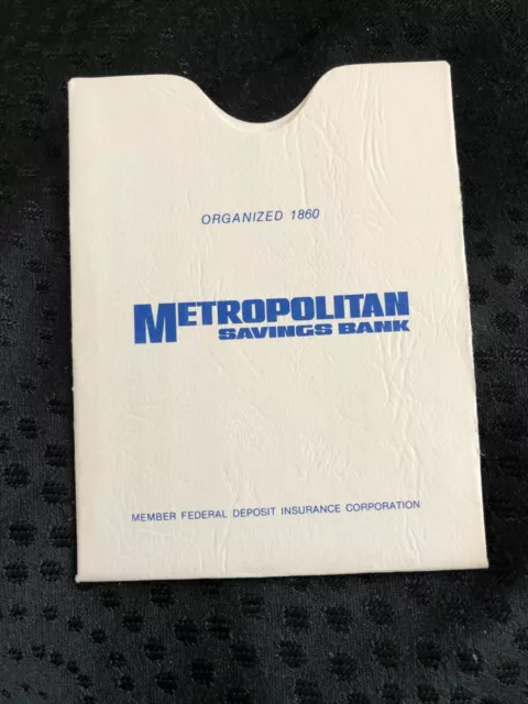 Metropolitan Savings Bank Vintage 1970s 1980s Passbook Bank Book Cover Sleeve