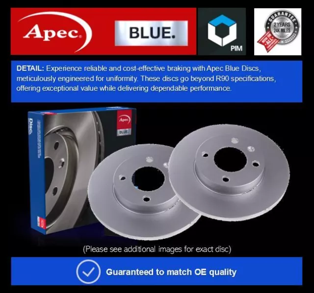 2x Brake Discs Pair Solid fits PEUGEOT 5008 Mk2 Rear 2016 on 290mm Set Apec Blue