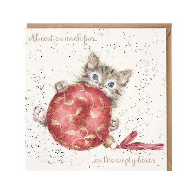 Playful Kitten Xmas Greeting Card – Christmas Boxes by Wrendale Designs
