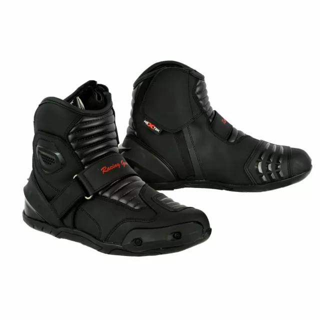 Men Motorbike Leather Boots Waterproof Motorcycle Racing Shoes CE Armoured Black