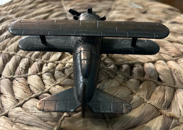 Vintage Bi-Plane Die Cast Metal Pencil Sharpener - Collectible Desktop Toy & Functional Office Accessory