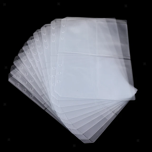 10x PVC Transparente Aktenmappe Tasche A5 für 6 Loch Lose Blattmappe Vier