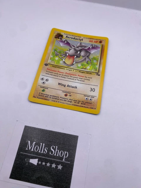 Pokemon Karte TCG Aerodactyl 1/62 1st. Fossil WOTC Holo Rare Vintage Englisch