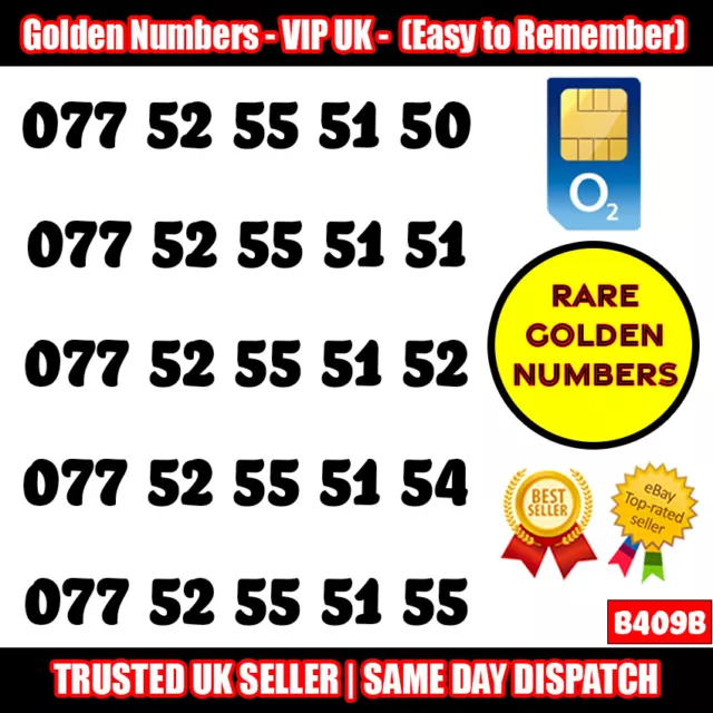 Gold Easy Mobile Number Memorable Platinum Vip Uk Pay As You Go Sim Lot - B409B