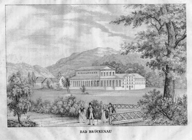 1840 - Bad Brückenau Kurhaus Original Lithographie Dilger