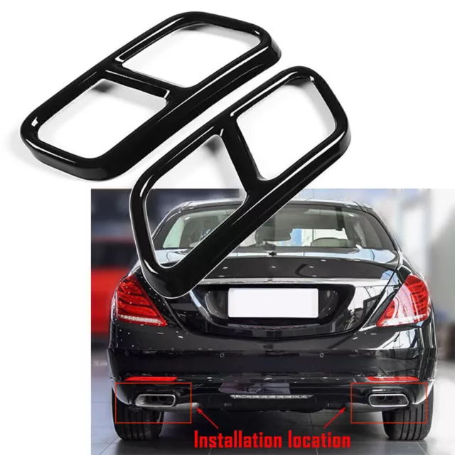 Exhaust Muffler Pipe Tip Tailpipe Cover Black For Benz S Class W221 W222 10-17