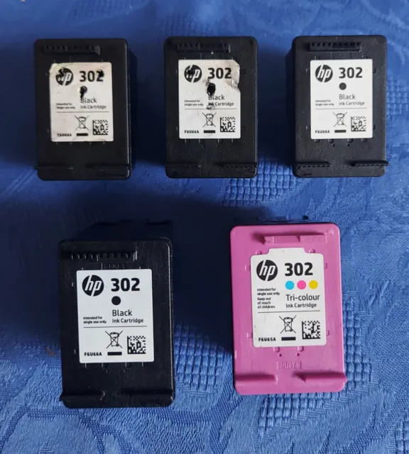 5 leere Original HP 302 Drucker Patronen wiederbefüllen LEER schwarz + Tri-Color