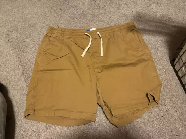 Old Navy Men's Khaki Jogger Shorts Elastic Drawstring Size XXL 2XL