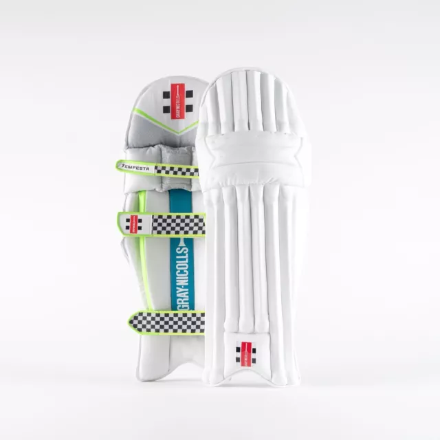 2024 Gray Nicolls Tempesta White Blue Neon Batting Pads - Free P&P