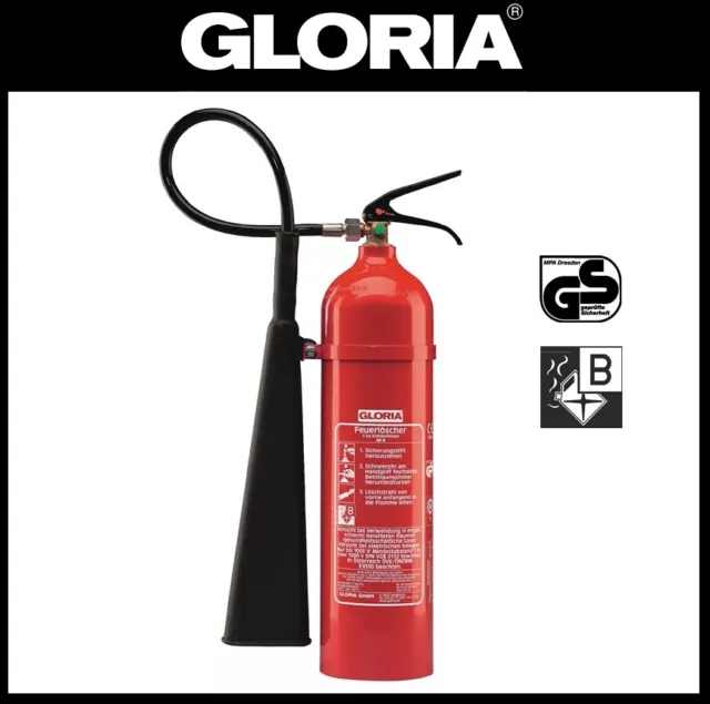Feuerlöscher Gloria 5 KG Kohlendioxid/Co2 KS5 ST mit Wandhalterung
