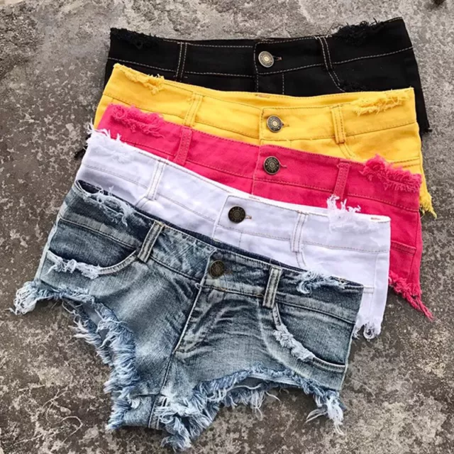 LADY RIPPED DENIM Shorts Sexy Mini Jean Hot Pants Low Waist Skinny Clubwear  Slim $39.46 - PicClick AU