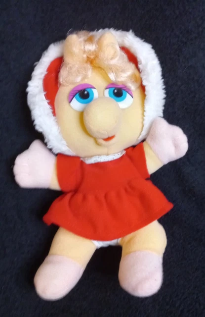 Vintage Red Christmas hood dress Muppet Baby Miss Piggy 1987 Henson Plush 11"