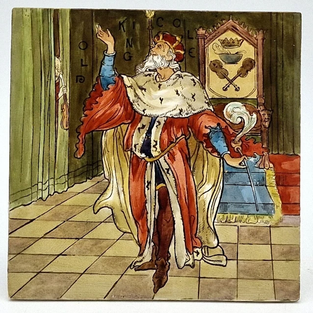 Copeland Fireplace Tile Walter Crane Nursery Rhyme Old King Cole Hand-Painted