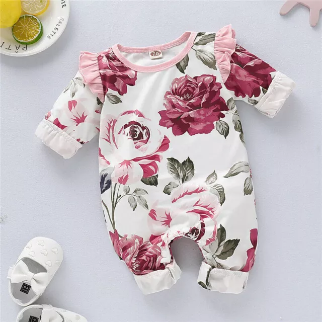Newborn Baby Girls Floral Romper  Outfit Clothes Bodysuit Jumpsuit Playsuit