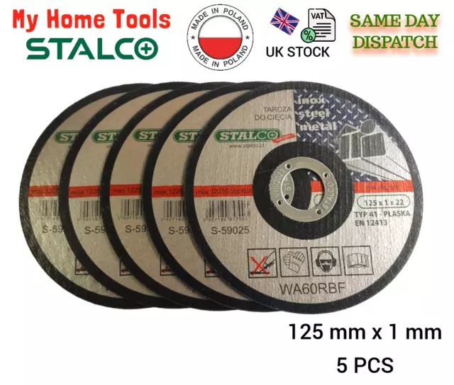 Metal Angle Grinder Cutting Discs 125mm - METAL STEEL INOX Stalco 5pcs