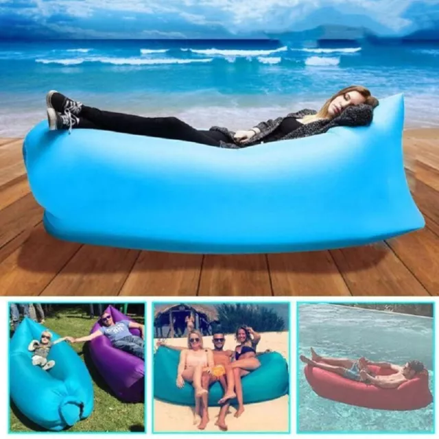 Lazy Outdoor Inflatable Sofa Air Bed Lounger Sofa Camping Beach Bag Portable UK