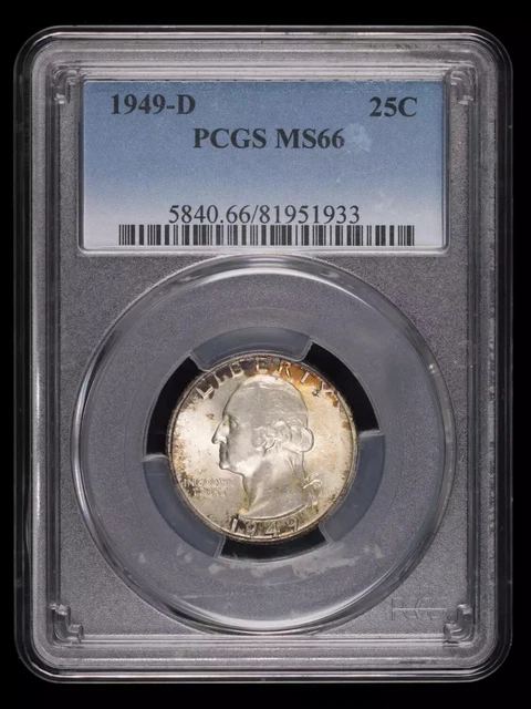 1949 D Quarter Dollars Silver Coinage PCGS MS-66