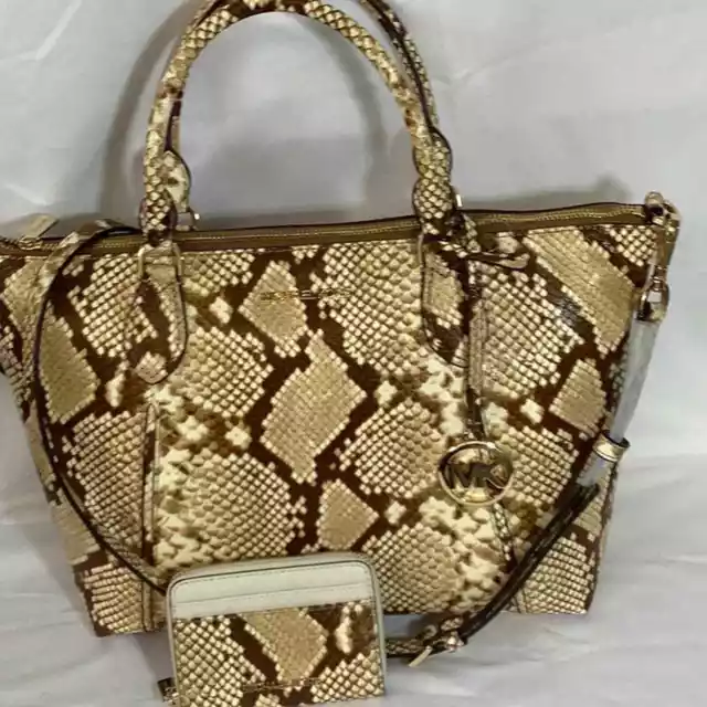 NWT Michael Kors Lenox  Natural python/wallet set