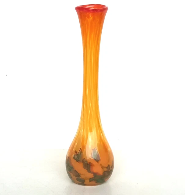 Magnifique Vase Soliflore En Verre Souffle Vintage Style Murano Clichy