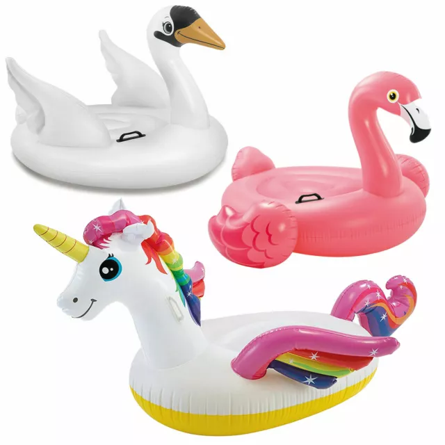Intex Inflatable Animal Ride On Pool Sea Fun Summer Flamingo Swan Unicorn Kids