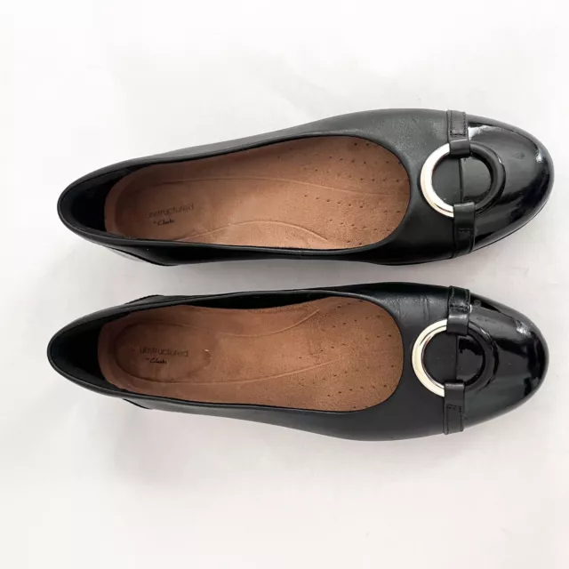 CLARKS WOMEN’S NEENAH Ballet Flats Unstructured Black Size 7.5 Leather ...
