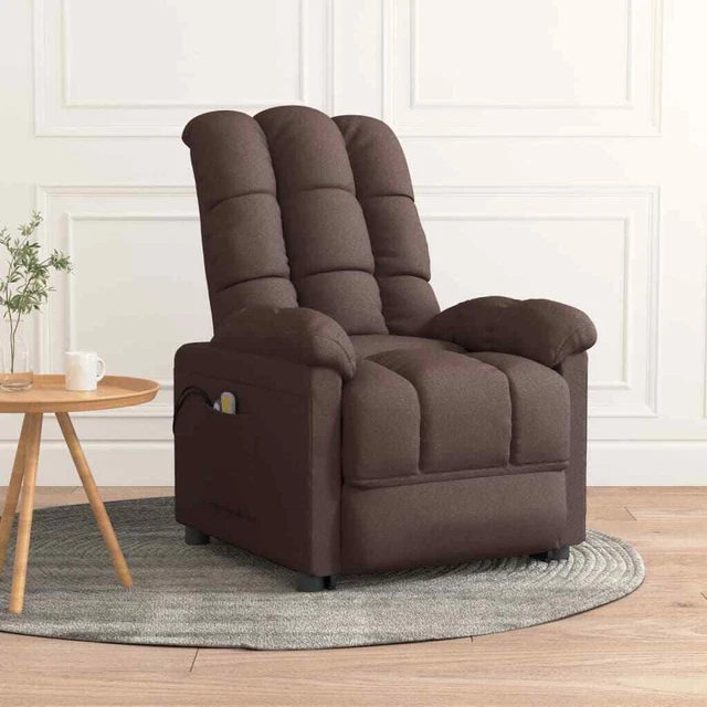 Massagesessel mit Aufstehhilfe Dunkelbraun Stoff P2C9