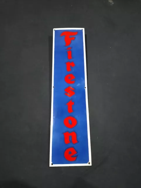 Porcelain Firestone Enamel Metal Sign Size 40" x 10" Inches