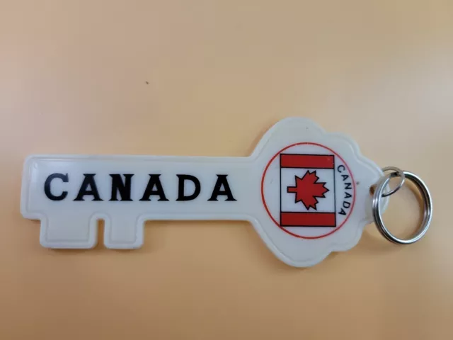 Vintage Canada Hard Plastic Souvenir Key Keychain Key Maple Leafs Hockey Cold