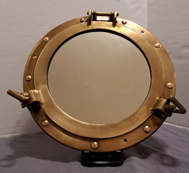 Vintage Solid Brass Porthole 11” Maritime Nautical Ship Boat Window Wall Mirror