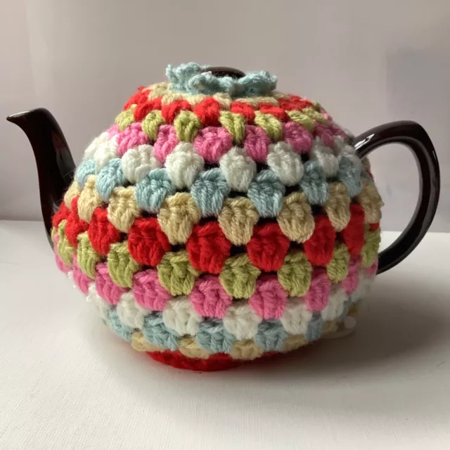 New Handmade Retro Vintage Crochet Tea Cosy Multicoloured M/L Teapot Cover