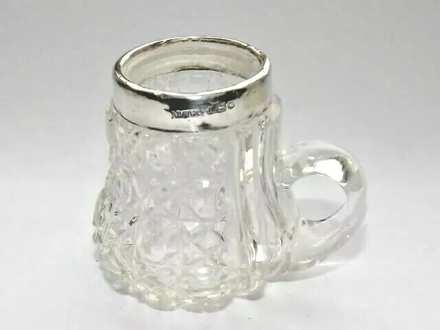 Edwardian Solid Silver Sterling & Glass Mustard Pot, Condiment, Jam Pot, 1906