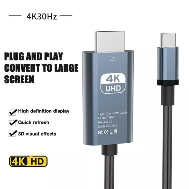 4k 30Hz HDMI Projection Cable USB Type C to HDMI Cable 2m~