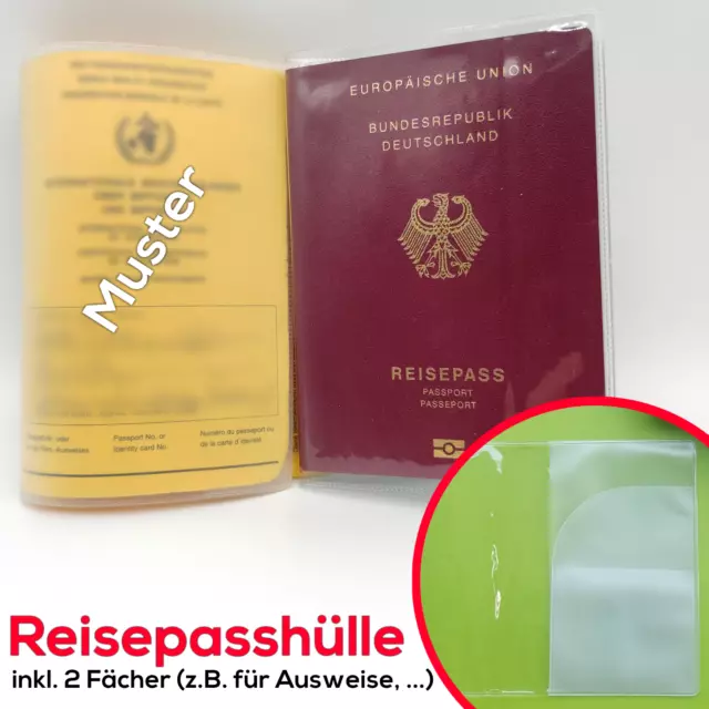 Reisepasshülle Etui Schutzhülle transparent matt Reisepass Hülle Impfpasshülle