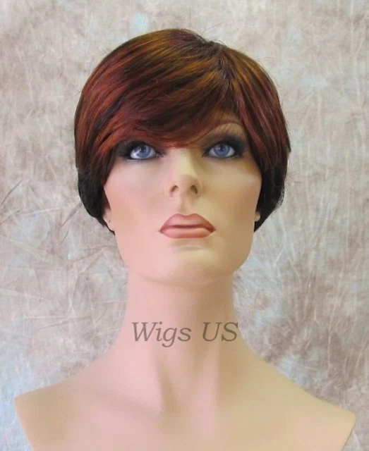 SALE Times Square 1B/130 Short Wig 2Tone Copper over Black Feathered Bangs
