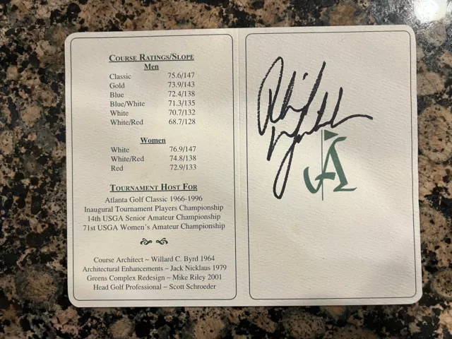 Golf Scorecard signed by Phil Mickelson Autograph-Atlanta Country Club.