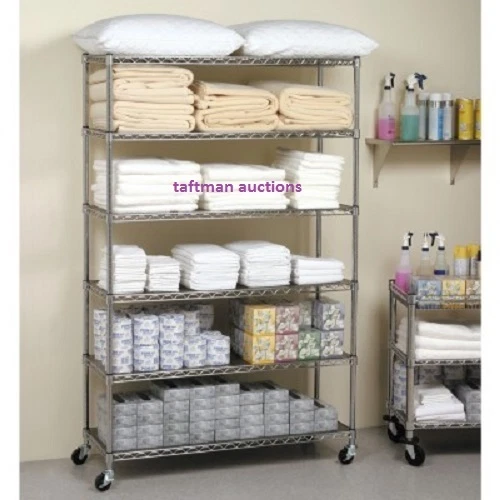 Seville Commercial Storage Rack Wire Shelving 6ct Shelves Caster Wheels 48x18x72