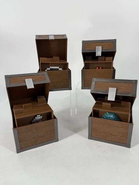 The Noble Collection Minecraft Coffre Inventaire – Édition Cavernes – 4 Figurines Dont Pioche En Fer Et Diamant – Cadeau Fan Dès 6 Ans