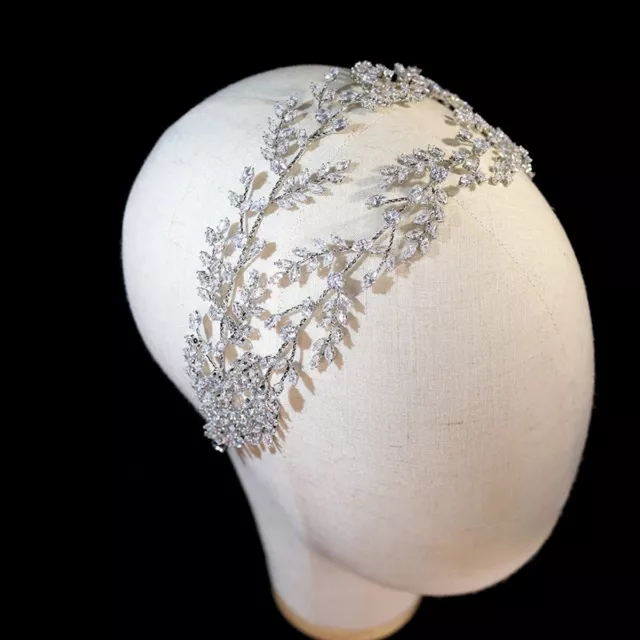 Stunning Cubic Zircon Wedding Crowns Headbands Plated Crystal Evening Hairband