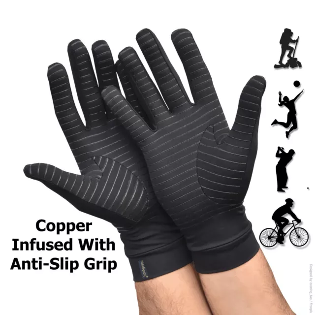 Copper Compression Gloves Infused Fit Anti Arthritis Joint Support Pain Relief