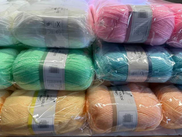 Baby yarn super soft knitting wool pack of 5x 100g acrylic polyester yarn 3mm