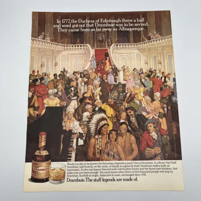 Drambuie Liqueur 1990 Vintage Print Ad 9.5"x12" Edinburgh ball Albuquerque