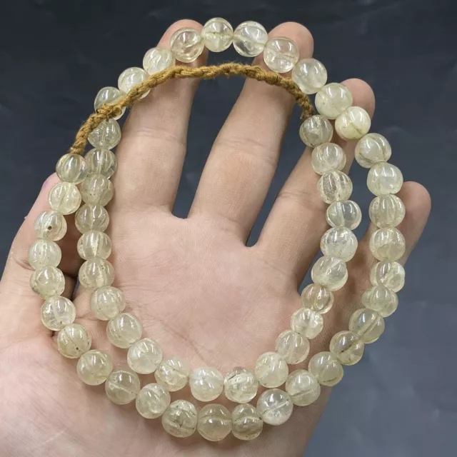 Antique Crystal Quartz Melon Carved Melon Shape Beads Old Crystal Necklace